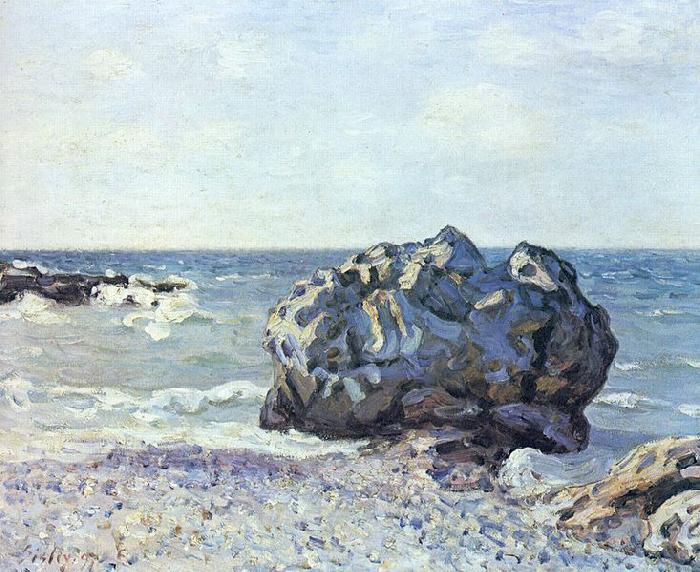 Alfred Sisley Bucht von Langland mit Felsen oil painting picture